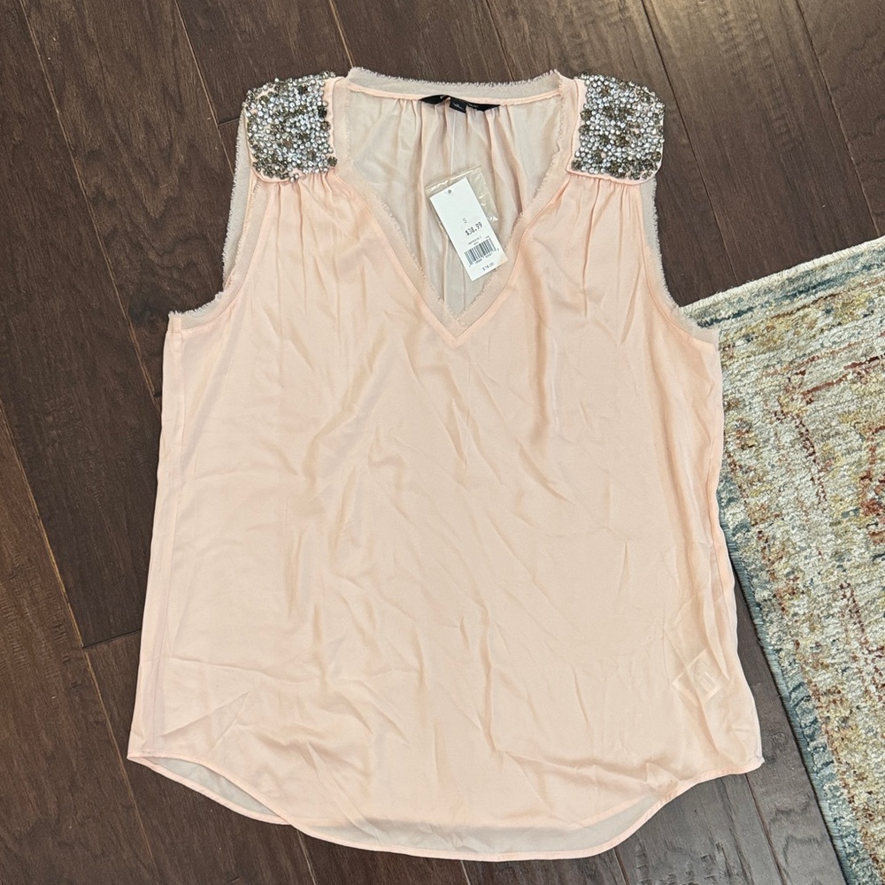 Banana Republic Peach Sleeveless Blouse with Sequin Accents